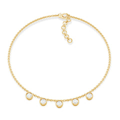 Certified Moissanite Five Stone Chain Charm Bracelet
