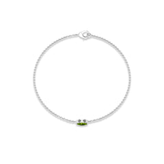 Genuine 0.74 Carat Marquise Cut Solitaire Peridot Chain Bracelet