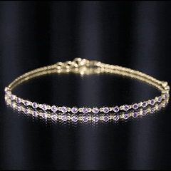 Minimalist Bezel Set Amethyst Chain Bracelet