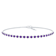 Minimalist Bezel Set Amethyst Chain Bracelet