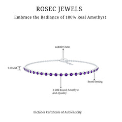 Minimalist Bezel Set Amethyst Chain Bracelet
