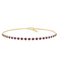Minimalist Bezel Set Amethyst Chain Bracelet