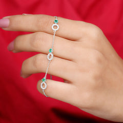 Genuine Emerald and Diamond Station Chain Bracelet