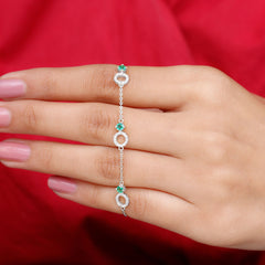 Genuine Emerald and Diamond Station Chain Bracelet