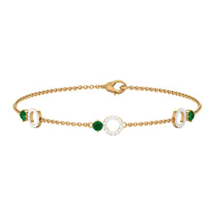 Genuine Emerald and Diamond Station Chain Bracelet