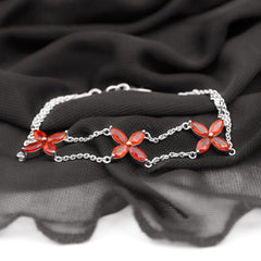 Marquise Cut Fire Opal Flower Chain Bracelet