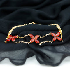 Marquise Cut Fire Opal Flower Chain Bracelet