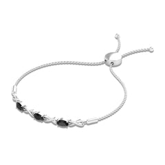 Natural 1.2 Carat Black Onyx Infinity Bolo Bracelet for Women
