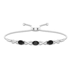 Natural 1.2 Carat Black Onyx Infinity Bolo Bracelet for Women