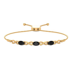 Natural 1.2 Carat Black Onyx Infinity Bolo Bracelet for Women