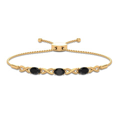 Natural 1.2 Carat Black Onyx Infinity Bolo Bracelet for Women