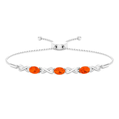 Natural 1.95 Carat Oval Fire Opal Infinity Bolo Bracelet for Women
