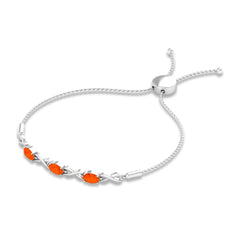 Natural 1.95 Carat Oval Fire Opal Infinity Bolo Bracelet for Women