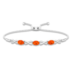 Natural 1.95 Carat Oval Fire Opal Infinity Bolo Bracelet for Women