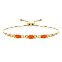 Natural 1.95 Carat Oval Fire Opal Infinity Bolo Bracelet for Women