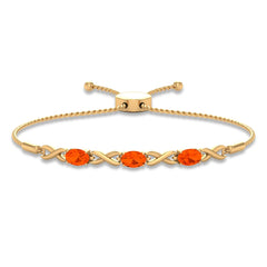 Natural 1.95 Carat Oval Fire Opal Infinity Bolo Bracelet for Women