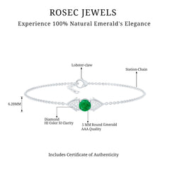 Genuine Emerald and Diamond Chain Bracelet For Her