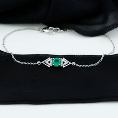 Genuine Emerald and Diamond Chain Bracelet For Her