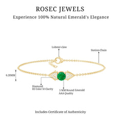 Genuine Emerald and Diamond Chain Bracelet For Her