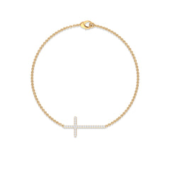 Certified Diamond Sideway Cross Bracelet