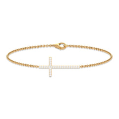 Certified Diamond Sideway Cross Bracelet