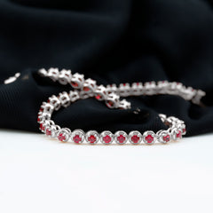 5.51 Carat Lab Grown Ruby Tennis Bracelet for Women