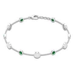 Emerald and Diamond Station Chain Bracelet