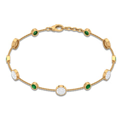 Emerald and Diamond Station Chain Bracelet