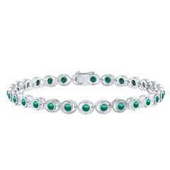 Lab Created Emerald Tennis Bracelet in Bezel Setting