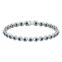 Bezel Set London Blue Topaz Tennis Bracelet for Women