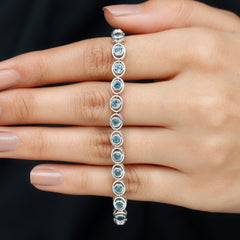 Bezel Set London Blue Topaz Tennis Bracelet for Women