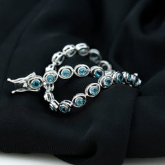 Bezel Set London Blue Topaz Tennis Bracelet for Women