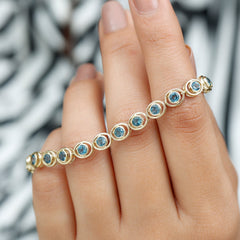 Bezel Set London Blue Topaz Tennis Bracelet for Women