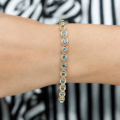 Bezel Set London Blue Topaz Tennis Bracelet for Women