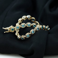 Bezel Set London Blue Topaz Tennis Bracelet for Women