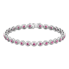 Bezel Set 2.61 Carat Natural Pink Tourmaline Tennis Bracelet for Women