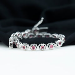 Bezel Set 2.61 Carat Natural Pink Tourmaline Tennis Bracelet for Women