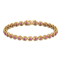 Bezel Set 2.61 Carat Natural Pink Tourmaline Tennis Bracelet for Women