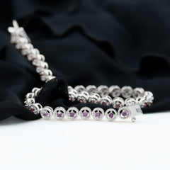 Natural 3.4 Carat Amethyst Tennis Bracelet for Women