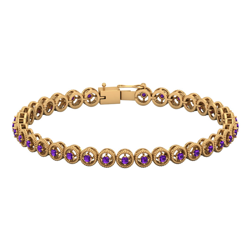 Natural 3.4 Carat Amethyst Tennis Bracelet for Women