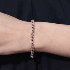 6.63 Carat Lab Grown Black Diamond Tennis Bracelet with Rope Frame