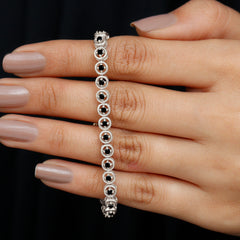 6.63 Carat Lab Grown Black Diamond Tennis Bracelet with Rope Frame