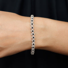 6.63 Carat Lab Grown Black Diamond Tennis Bracelet with Rope Frame