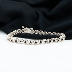 6.63 Carat Lab Grown Black Diamond Tennis Bracelet with Rope Frame