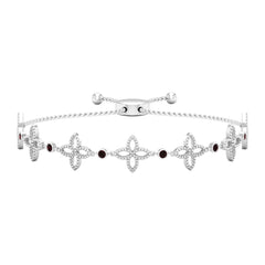 Garnet Floral Bolo Bracelet with Beaded Details