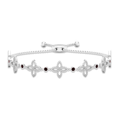 Garnet Floral Bolo Bracelet with Beaded Details