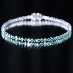 Bezel Set Lab Created Emerald Tennis Bracelet for Women