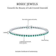 Bezel Set Lab Created Emerald Tennis Bracelet for Women