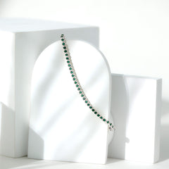 Bezel Set Lab Created Emerald Tennis Bracelet for Women