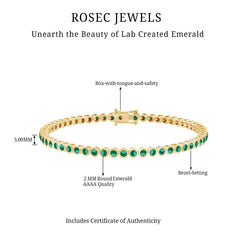 Bezel Set Lab Created Emerald Tennis Bracelet for Women